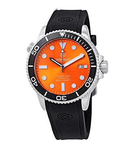Deep Blue Master 1000 - Reloj automático para Hombre con Esfera Naranja