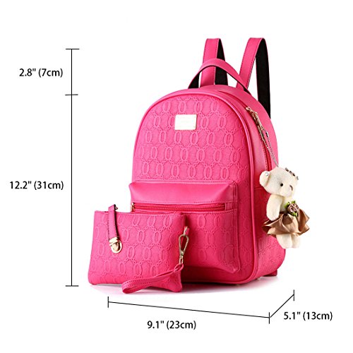 DEERWORD Para mujer Bolsos mochila Bolsos bandolera Carteras de mano Mochila escolar Bolsa para portátil Cuero Rosa Roja