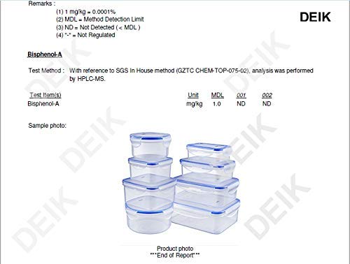 DEIK Fiambreras, Contenedores de Alimentos, Set de Recipientes Herméticos, 8 Piezas, Sin BPA, Apta para lavavajillas, congelador, Tamaños variados, Color transparente