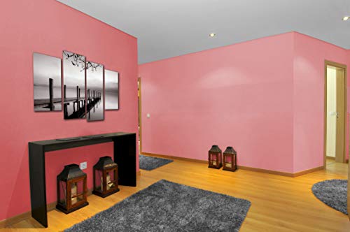 DekoArte 167 - Cuadros Modernos Impresión de Imagen Artística Digitalizada | Lienzo Decorativo para Tu Salón o Dormitorio | Estilo Zen Blanco y Negro Paisaje de Agua Embarcadero | 4 Piezas 120x90cm