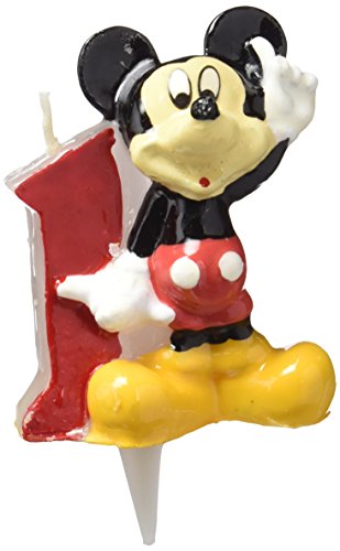 dekora 346141 Vela de Cumpleaños Mickey Mouse Numero 1, Cera, Multicolor, 6.5