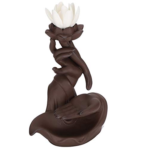 Delaman Quemador de Incienso, Bergamota Lotus Heart Quemador de Incienso Reflujo Innovador Uso en el hogar Decoración de cerámica Herramientas de artesanía Manual