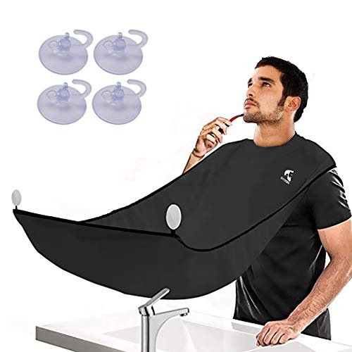 Delantal de Barba para Afeitar y Recortar con 4 Ventosa y Delantal Impermeable Ajustable para Barba, Barba Delantal Perfecto para Hombres(Patentar)