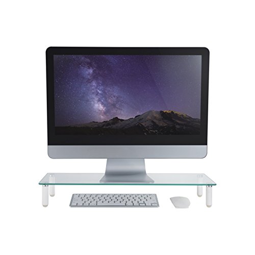 deleyCON Elevador de Monitor Soporte de hasta 20 Kg con 4 Pies para Monitor o Televisión - Blanco