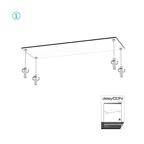 deleyCON Elevador de Monitor Soporte de hasta 20 Kg con 4 Pies para Monitor o Televisión - Blanco