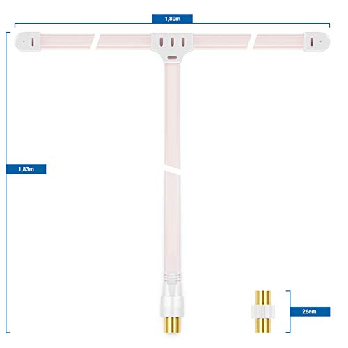 deleyCON FM Am Antena de Radio FM Antena Dipolo Antena Interior Conector Coaxial de 75 Ohmios Receptor de Alta Fidelidad Sistema Estéreo Sintonizador de FM Antena de Radio