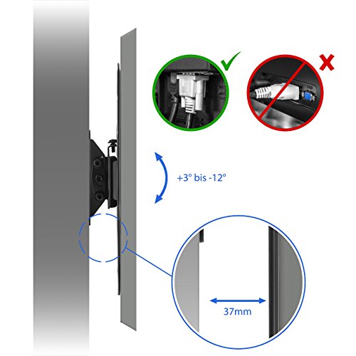 deleyCON Universal TV y Monitor Soporte de Pared 17" - 47" Pulgadas (43-119cm) hasta 30kg & VESA 200x200mm - Inclinable - Distancia de la Pared sólo 37mm - TV Soporte de Monitor