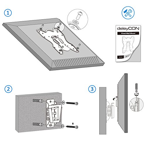 deleyCON Universal TV y Monitor Soporte de Pared 17" - 47" Pulgadas (43-119cm) hasta 30kg & VESA 200x200mm - Inclinable - Distancia de la Pared sólo 37mm - TV Soporte de Monitor
