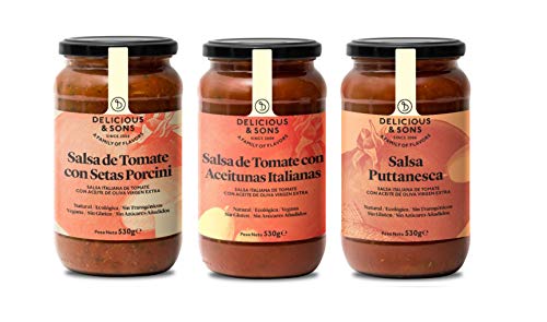 Delicious & Sons Salsas de Tomate Italianas 530g (Pack de 3)