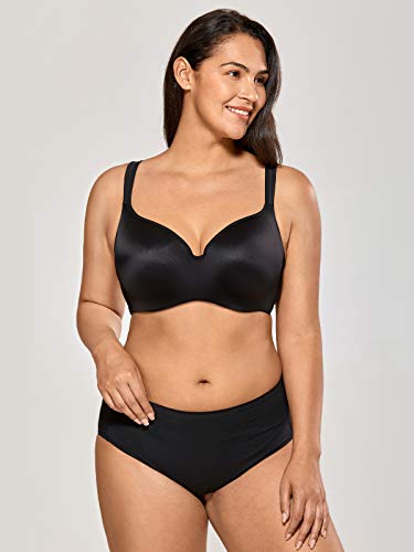DELIMIRA - Sujetador Balcón Suavizado Moldeada con Aros para Mujer Negro 110C