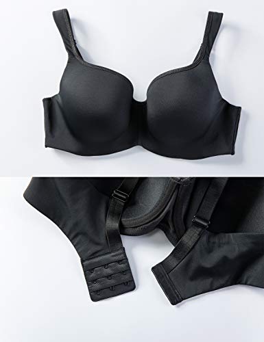 DELIMIRA - Sujetador Balcón Suavizado Moldeada con Aros para Mujer Negro 110C