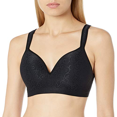 DELIMIRA - Sujetador Básico de Copa Completa Sin Aros Sin Costuras para Mujer Negro 95C