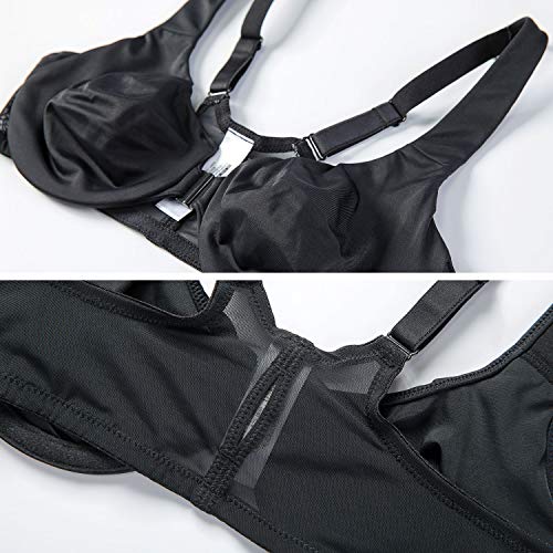 DELIMIRA - Sujetador Cierre Delantero con Aros para Mujer Negro 90B