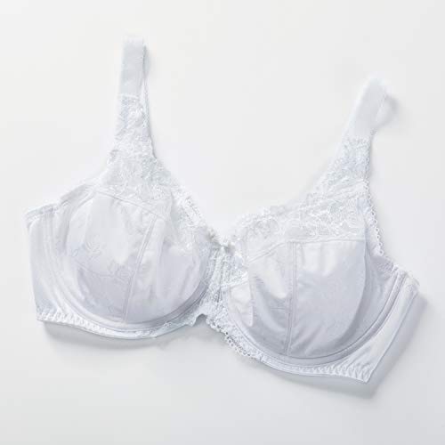 DELIMIRA - Sujetador de Copa Completa con Aros Encaje para Mujer Blanco 110C