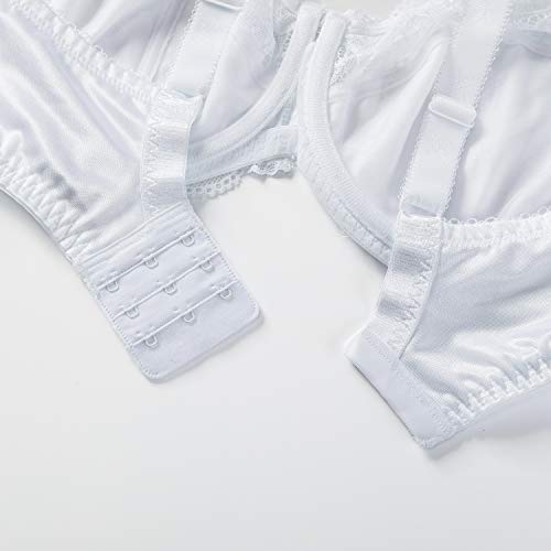 DELIMIRA - Sujetador de Copa Completa con Aros Encaje para Mujer Blanco 110C