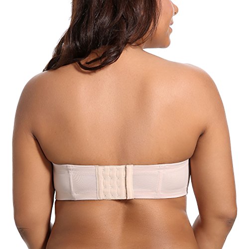 DELIMIRA - Sujetador sin Tirantes Tallas Grandes Push Up de Silicona para Mujer Beige 105C