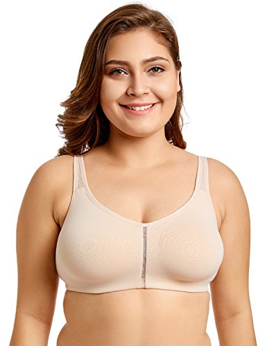 DELIMIRA - Sujetador Tallas Grandes Full Cup sin Aros sin Relleno para Mujer Beige 100D