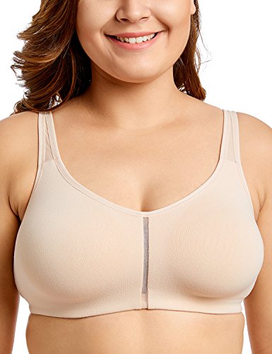 DELIMIRA - Sujetador Tallas Grandes Full Cup sin Aros sin Relleno para Mujer Beige 100D