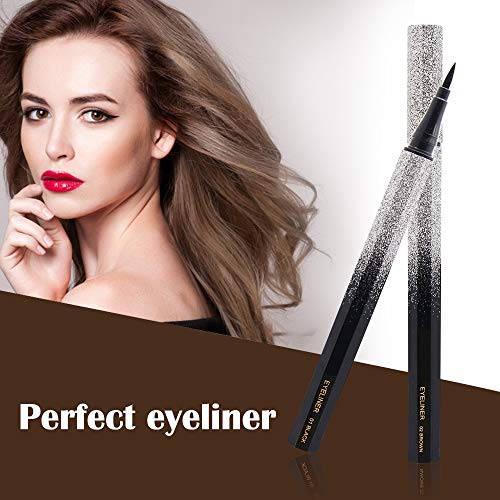 Delineador Líquido, Delineador de Ojos a Prueba de Agua, Delineador Líquido Negro, Delineador Líquido de Larga Duración, Maquillaje Natural para los Ojos, 2 piezas (negro y marrón)
