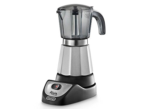 De'Longhi EMKM 6 Alicia - Cafetera Moka Eléctrica, 550 w, Capacidad 6 Tazas, Función Autoapagado, Base Giratoria, Negro y Plata