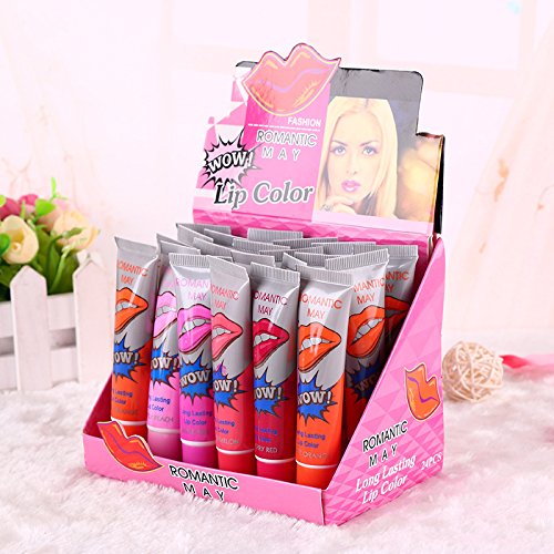 Demarkt 6 colores de maquillaje a prueba de agua y dura más tiempo Efecto Brillo Labial Líquido de belleza de labios de color del tatuaje mágico mascarilla exfoliante Tinte Brillo de labios