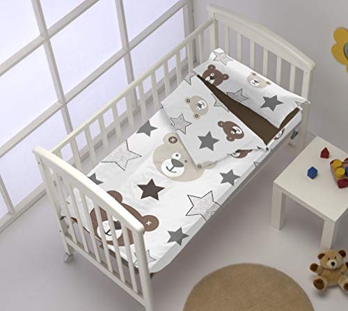 Denisa Home Saco Nórdico de Cuna con Relleno Osito Teddy (60x120 cm)