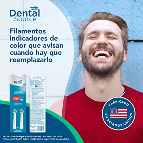 Dental Source PERFECT ANGLE, Cabezales de recambio para Oral-B cepillo de dientes eléctrico - Fabricado en USA - Compatible con brackets o implantes dentales - Pack de 4