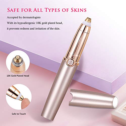 Depiladora de Cejas, Eléctrica Depiladora Facial Mujer, Recortador de Vello Nariz/Orejas, Luz LED Incorporada, USB Recargable, Eyebrows Trimmer