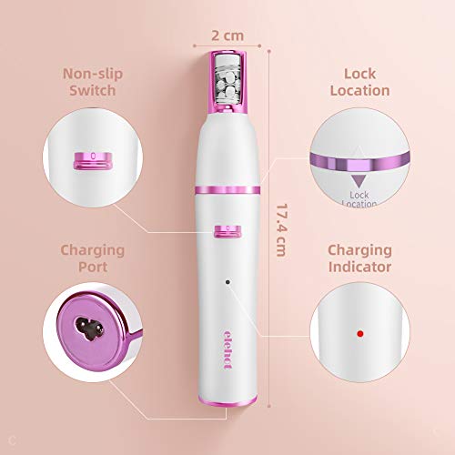 Depiladora Mujer Afeitadora eléctrica inalámbrica Recortador Rostro Multifunción 7 en 1 Cepillo Limpieza facial Masajeador Manicura Uñas ELEHOT