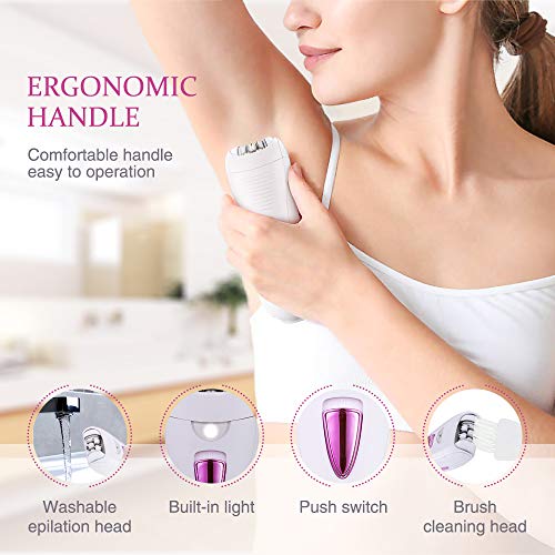 Depiladoras para mujeres, depiladoras inalámbricas para el vello facial, dispositivo de depilación recargable con luz LED incorporada, aptas para axilas, piernas y todo el cuerpo (blanco)