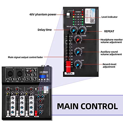 Depusheng HT4 Profesional 4 canales USB Jack Mezclador de audio portátil Bluetooth Live Studio Audio DJ Sonido Consola de mezcla