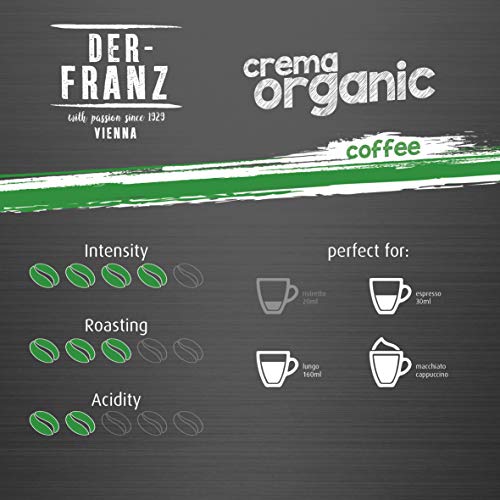 Der-Franz - Café Crema Organic con certificación UTZ, en grano, 1000 g