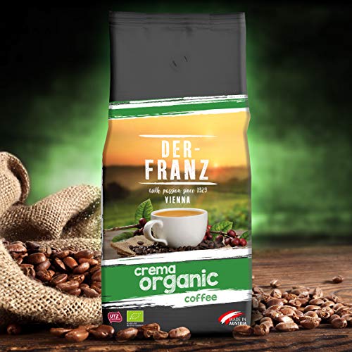 Der-Franz - Café Crema Organic con certificación UTZ, en grano, 1000 g