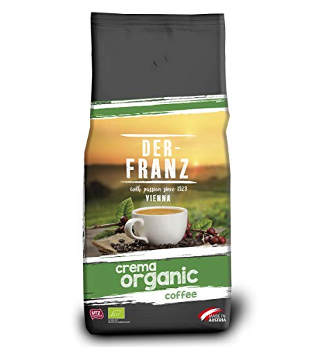 Der-Franz - Café Crema Organic con certificación UTZ, en grano, 1000 g