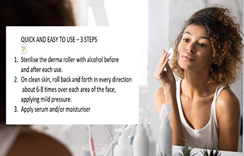 Dermaroller 1.0mm Por Skin Radiance UK - Rodillo Facial - Resultados increíbles contra las arrugas, manchas de edad, acné y cicatrices, exfoliación profunda para producir piel más claro!