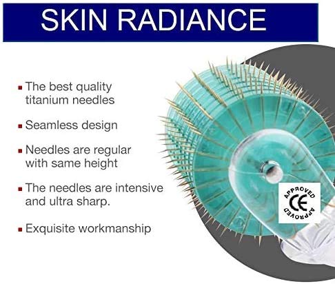 Dermaroller 1.0mm Por Skin Radiance UK - Rodillo Facial - Resultados increíbles contra las arrugas, manchas de edad, acné y cicatrices, exfoliación profunda para producir piel más claro!