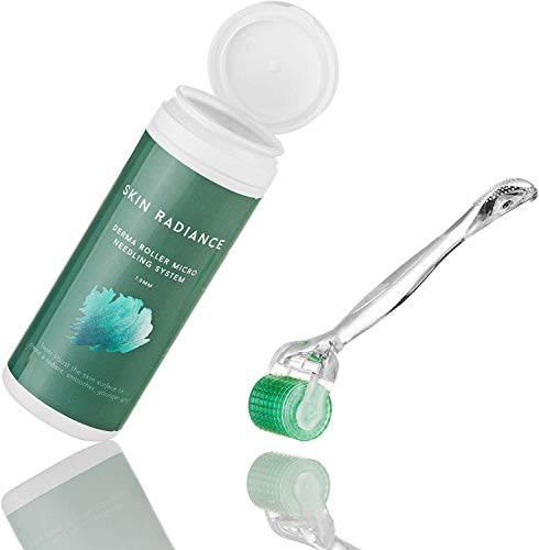 Dermaroller 1.0mm Por Skin Radiance UK - Rodillo Facial - Resultados increíbles contra las arrugas, manchas de edad, acné y cicatrices, exfoliación profunda para producir piel más claro!