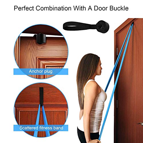 DERU Bandas Elasticas Fitness, Banda Elástica de Látex con 3 Niveles de Resistencia, Cintas Elasticas Fitness con Anclaje de Puerta, para Fisioterapia, Rehabilitación, Yoga y Entrenamiento de Fuerza