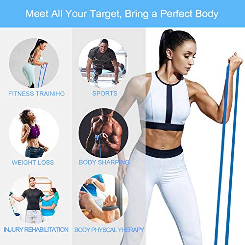 DERU Bandas Elasticas Fitness, Banda Elástica de Látex con 3 Niveles de Resistencia, Cintas Elasticas Fitness con Anclaje de Puerta, para Fisioterapia, Rehabilitación, Yoga y Entrenamiento de Fuerza