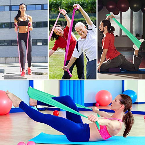 DERU Bandas Elasticas Fitness, Banda Elástica de Látex con 3 Niveles de Resistencia, Cintas Elasticas Fitness con Anclaje de Puerta, para Fisioterapia, Rehabilitación, Yoga y Entrenamiento de Fuerza