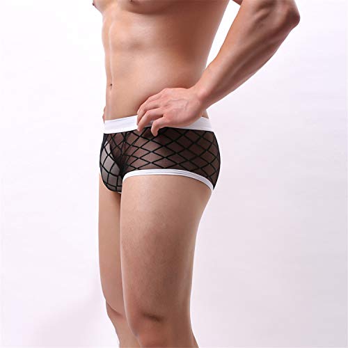 Desconocido JIER Bóxer para Hombre, Malla Suave Ropa Interior Transparente Pantalones Pack de 3 Boxer (Negro,XXL)