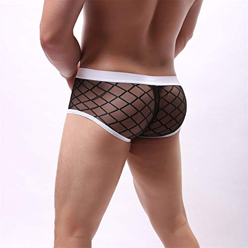 Desconocido JIER Bóxer para Hombre, Malla Suave Ropa Interior Transparente Pantalones Pack de 3 Boxer (Negro,XXL)