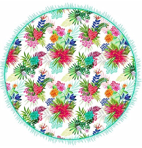 Desigual 18SHWT07-2018 - Toalla de playa redonda (150 cm), diseño psicotropical