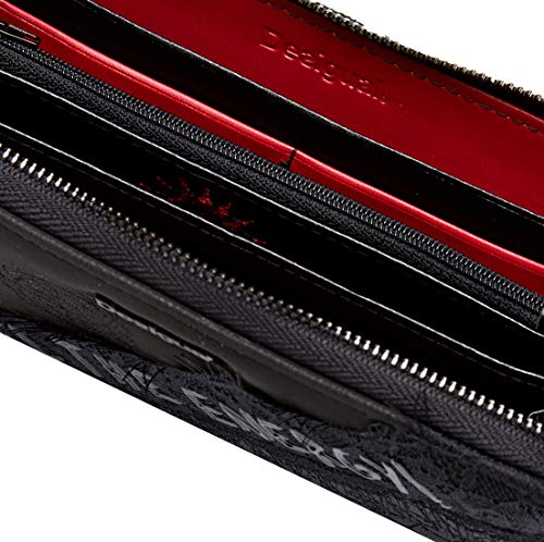 Desigual Wallet Rep Comunika Zip Aro, Monedero para Mujer, Negro (Negro 2000), 2 x 9.5 x 19 cm (B x H x T)