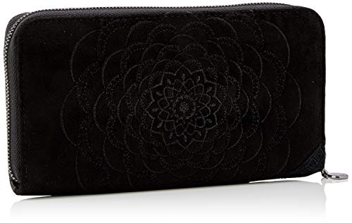 Desigual Wallet Rep Comunika Zip Aro, Monedero para Mujer, Negro (Negro 2000), 2 x 9.5 x 19 cm (B x H x T)