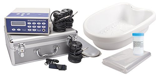 Desintoxicación limpiador Ion Cleanser Set en ALUMINIO Maletín completo Electrólisis de pie/baño de pies. Set completo con Bobinas, Bañera, Sal y Descuentos