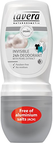 Desodorante roll-on de Lavera invisible 24 h con extracto de perla, para un cuidado orgánico de la piel, cosméticos naturales e innovadores (50 ml)