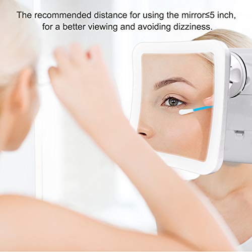 DeWEISN Espejo de Aumento con Luz, Espejo de Maquillaje con Ventosa LED Natural Rotación de 360° Espejo Cosmético Iluminado Aumento 10X Portátil para Viajes y Baño (Cuadrado)