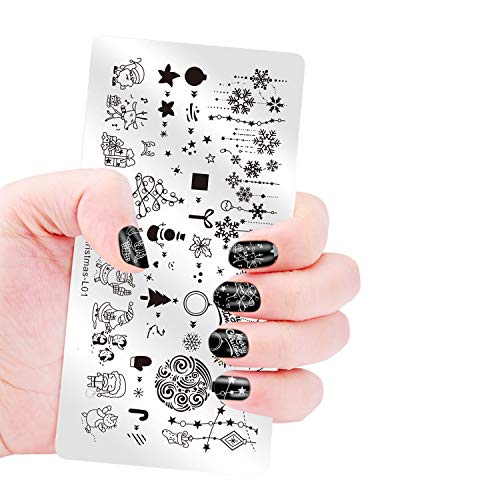 Dewel Nail Art Stamping Placas Estampacion Uñas para Manicura con Sello de Silicona Diseño para Navidad