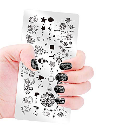 Dewel Nail Art Stamping Placas Estampacion Uñas para Manicura con Sello de Silicona Diseño para Navidad